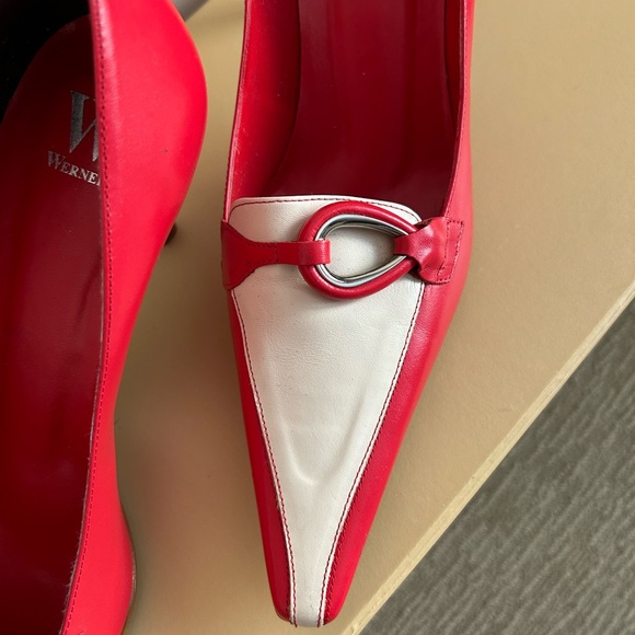 Werner Elegant Red and White Heels NWOT Made in Brasilia - Picture 4 of 9